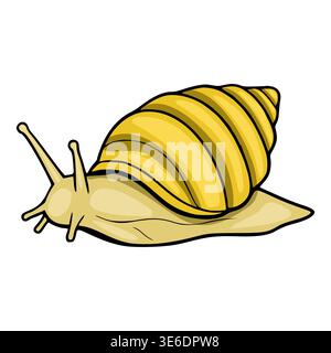 Illustration d'escargot jaune, créature de jardin vectoriel avec coquille en spirale et antennes Illustration de Vecteur