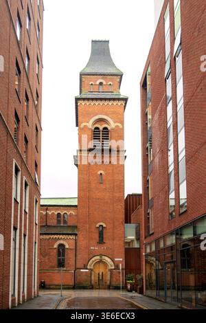 La tour Renaissance romane de Hallé St Peter's Arts salle, Blossom Street, Ancoats, Manchester, vue de la rue. Banque D'Images