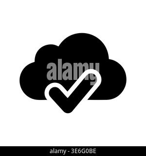 Icône de nuage noir avec coche, vecteur, style plat Illustration de Vecteur