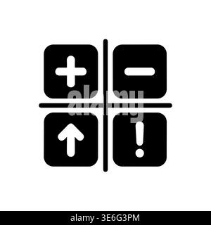 Vecteur d'icône de calculatrice noir et blanc avec des symboles mathématiques Illustration de Vecteur