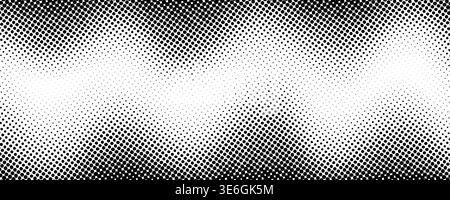 Texture grunge demi-teinte ondulée. Arrière-plan pixélisé du motif d'onde bruitée. Papier peint noir à grain pointillé. Vectoriel décoloration sable points surface comique. Toile de fond pixelisée d'anime ou de manga Illustration de Vecteur