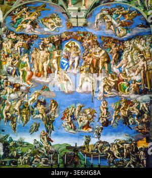 Michelangelo Buonarroti, le jugement dernier, fresque, vers 1536 Banque D'Images