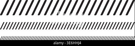 Jeu de séparateurs avec impression de lignes inclinées. Bordures avec bandes parallèles inclinées. Ornement de broderie avec des points inclinés noirs sur fond blanc Illustration de Vecteur