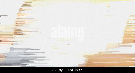 Un fond abstrait d'art glitch avec des stries horizontales orange et gris chaudes et du bruit, simulant des interférences de signal numérique et la perte de données. Banque D'Images