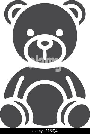 Illustration audacieuse d'un ours en peluche assis montré de devant avec des oreilles arrondies et un visage simple. Illustration de Vecteur
