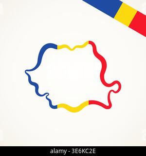 Carte de contour de la Roumanie marquée dans les couleurs du drapeau Illustration de Vecteur