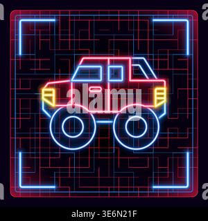 Icône Monster Truck. Illustration lumineuse futuriste modifiable technologique. Illustration de Vecteur