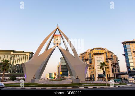 L'emblématique Deira Clocktower Monument à Dubaï, Émirats arabes Unis. Banque D'Images