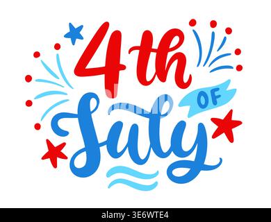 4 juillet lettrage à la main jour de l'indépendance des États-Unis Illustration de Vecteur