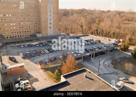 Vue aérienne du parking à plusieurs niveaux, Philadelphie, États-Unis Banque D'Images