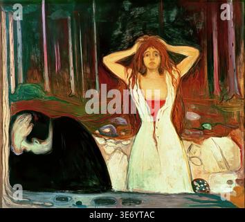 Edvard Munch – Ashes, 1894 – peinture à l'huile, personnages masculins et féminins, séquelles émotionnelles, forêt sombre Banque D'Images