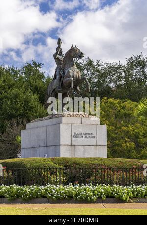 Statue du major général Andrew Jackson dans le parc Jackson dans le quartier français de la Nouvelle-Orléans en Louisiane Banque D'Images