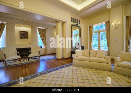 Coin salon dans le salon principal. Une vue à l'intérieur de la maison lors de la journée portes ouvertes annuelle du gouverneur général sur le gouvernement. À Canberra, Australie. Banque D'Images