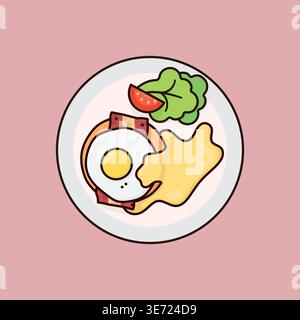 Oeufs plat Benedict avec salade garniture illustration vectorielle pour oeufs nationaux Benedict Day le 16 avril Illustration de Vecteur