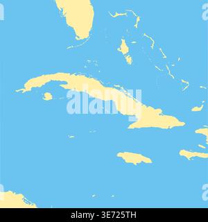 Cuba et Caraïbes illustration de la carte (pas de texte) Illustration de Vecteur