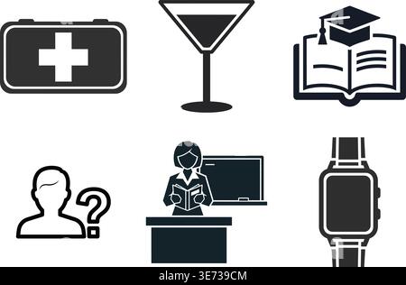 Universal Education Healthcare et Smart Gadget icônes vectorielles Illustration de Vecteur