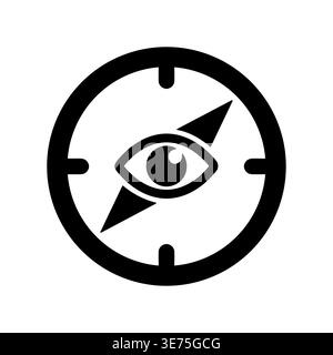 Tous Voir l'icône de boussole oculaire illustration vectorielle noir et blanc Illustration de Vecteur