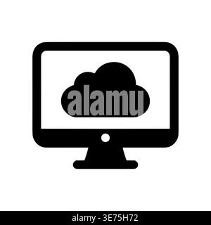 Icône de cloud computing sur l'illustration vectorielle d'écran d'ordinateur de bureau Illustration de Vecteur