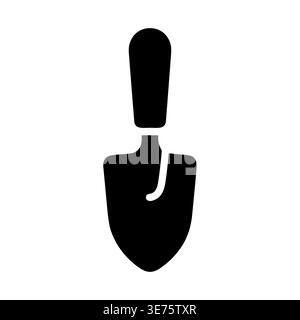 Silhouette noire d'une truelle de jardin isolée sur blanc Illustration de Vecteur