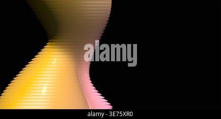 Gros plan de la courbe de lumière abstraite jaune et rose déformée par le verre cannelé transparent Banque D'Images
