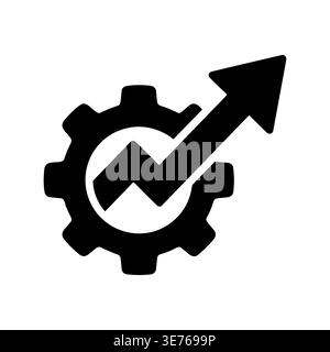 Engrenage avec la flèche pointant vers le haut, icône vectorielle simple de concept de croissance Illustration de Vecteur
