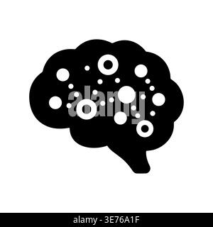 Icône de cerveau stylisée avec connexions neuronales, illustration vectorielle en noir Illustration de Vecteur