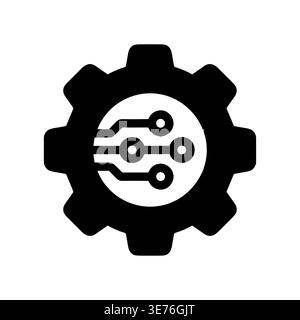 Engrenage avec icône de puce, paramètres de technologie illustration vectorielle simple Illustration de Vecteur