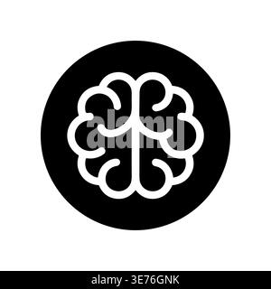 Icône stylisée du cerveau dans un cercle noir, concept de santé mentale Illustration de Vecteur