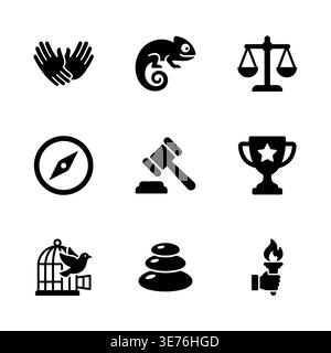 Collection de diverses icônes vectorielles dans le style de silhouette noir solide Illustration de Vecteur