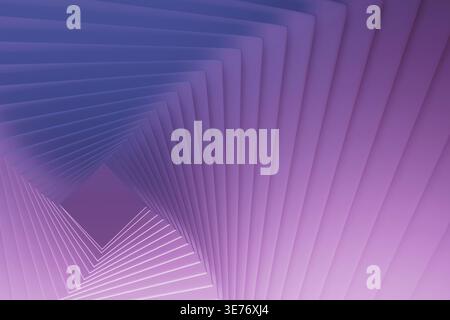 Carrés brillants lavande doux comme motif créant un tunnel infini rêveur avec de doux gradients bleu-violet, des bords lumineux. Backgro géométrique abstrait Banque D'Images