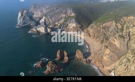 Drone photo Praia da Ursa Portugal Europe Banque D'Images