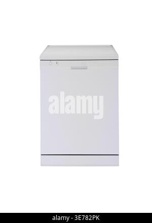 Lave-vaisselle blanc moderne isolé sur blanc Banque D'Images