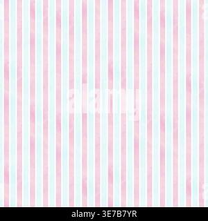 Motif sans couture avec rayures roses et bleues à l'aquarelle. Fond de ligne verticale pour le design et la décoration féminins. Style de texture pastel pour l'emballage Banque D'Images