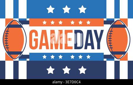 Jour du match. Éliminatoires du football américain. Super Party aux États-Unis. Dernier match de la saison régulière. Championnat professionnel par équipe. Bille. Art poster Illustration de Vecteur