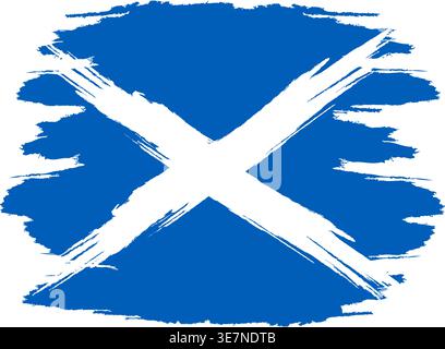 Drapeau de l'Écosse en trait de pinceau grunge arrondi Illustration de Vecteur