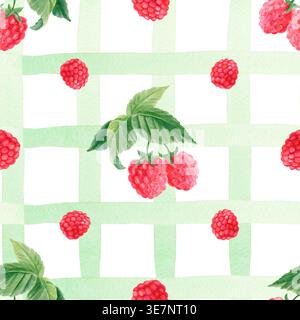 Motif aquarelle framboise sans couture Banque D'Images