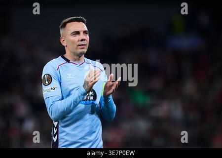 Freiburg Im Breisgau, Espagne. 09th Apr, 2026. FREIBURG Im BREISGAU, ALLEMAGNE - 09 AVRIL : Iago Aspas du Celta de Vigo réagit lors du quart de finale de l'UEFA Europa League 2025/26 Leg One match entre SC Freiburg et Real Club Celta au Stadion am Wolfswinkel le 09 avril 2026 à Fribourg im Breisgau, Allemagne. Crédit : Magara Press SL/Alamy Live News Banque D'Images