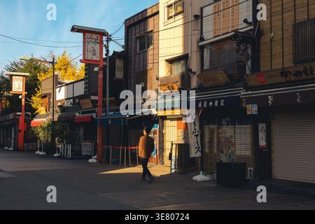 Vie quotidienne paisible dans le quartier d'Asakusa à Tokyo, au Japon, capturant les habitants locaux et les scènes de tous les jours Banque D'Images