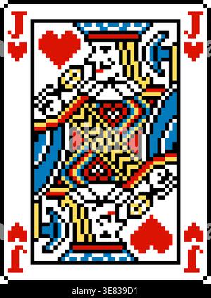 Design de cartes à jouer Pixel Art Jack of Hearts Illustration de Vecteur