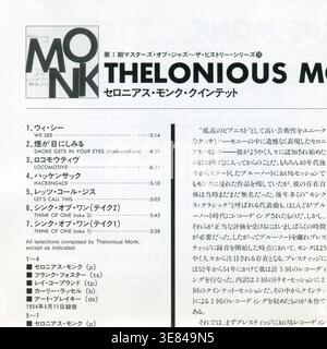 CD : Thelonious Monk – The Thelonious Monk Quintet. Promo, (VICJ-2027), 1ère presse. Sortie : 6 mars 1996. Banque D'Images