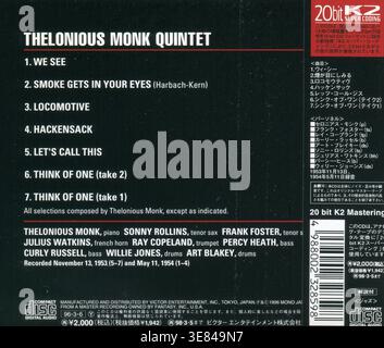 CD : Thelonious Monk – The Thelonious Monk Quintet. Promo, (VICJ-2027), 1ère presse. Sortie : 6 mars 1996. Banque D'Images