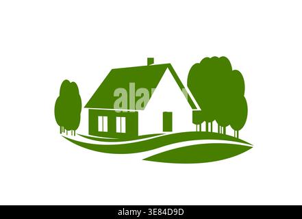 Icône de construction de maison de campagne écologique Illustration de Vecteur