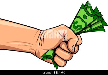 poing simple plein de billets d'argent de dollars en espèces vecteur sur fond transparent prenez mon argent Illustration de Vecteur