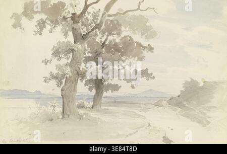 Sentier bordé d'arbres à travers une plaine près de Blankenburg dans les montagnes du Harz, c1844. Banque D'Images