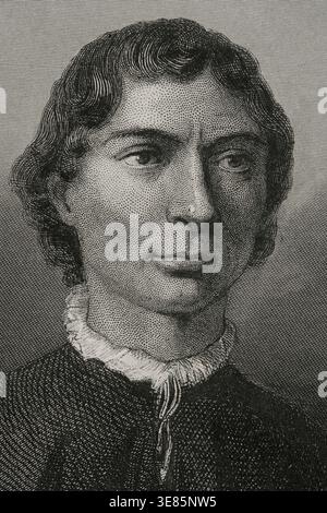 Niccolò ; Machiavel (1469-1527), écrivain et homme d'État italien de la Renaissance, 1856. Détail. Extrait de "Historia Universal" (histoire universelle) de Cesar Cantu, volume V, 1856. Banque D'Images