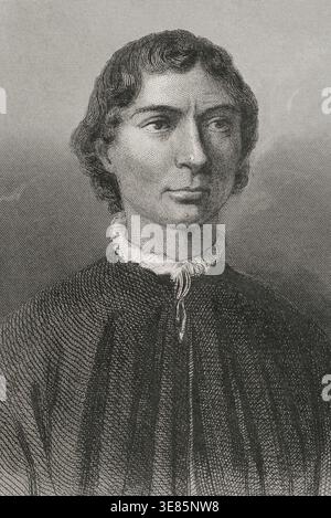 Niccolò ; Machiavel, (1469-1527), écrivain et homme d'État italien de la Renaissance, 1856. Extrait de "Historia Universal" (histoire universelle) de Cesar Cantu, volume V, 1856. Banque D'Images