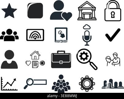 Icônes biométriques de sécurité des empreintes digitales et de navigation des battements de cœur Illustration de Vecteur