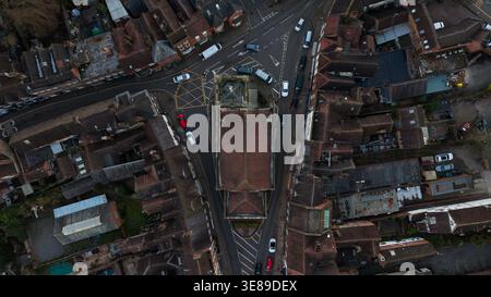 Vue aérienne de l'église St Anne et des rues environnantes à Bewdley Worcestershire Angleterre Banque D'Images