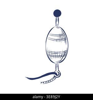 Flotteur de pêche isolé sur fond blanc. Elément nautique dessiné à la main pour la conception. Concept de thème marin et océanique. Illustration vectorielle simple de Illustration de Vecteur