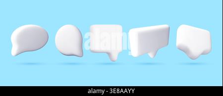 Ensemble d'icônes de bulle de parole blanche 3D. Illustration de Vecteur